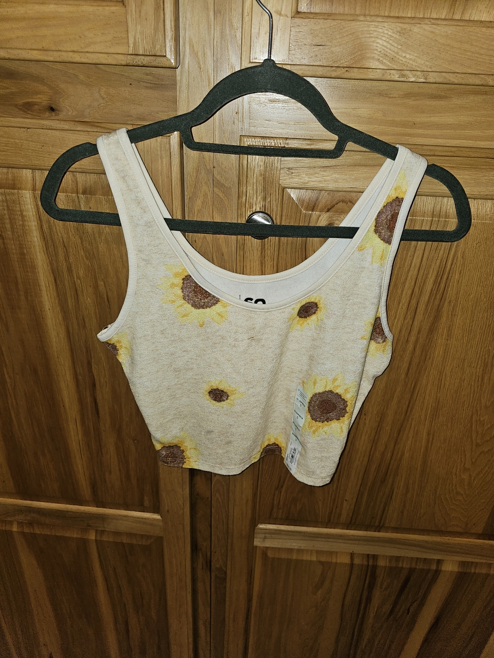 SO Sunflower Crop Tank Top in Cream and Yellow